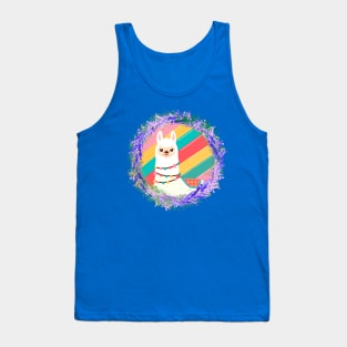 Floral llama-rainbow version Tank Top